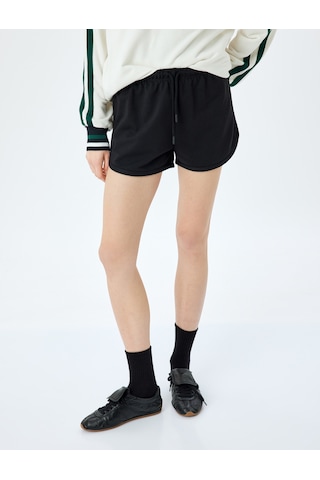 Koton Beli Bağcıklı Oversize Mini Şort Siyah 5sal40034ık Siyah