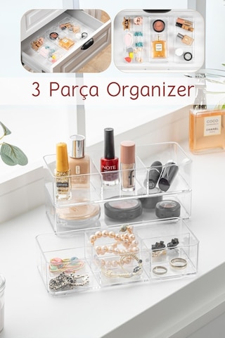 Nandy Home 3 Parça Çekmece İçi, Çok Amaçlı Düzenleyici Organizer Seti