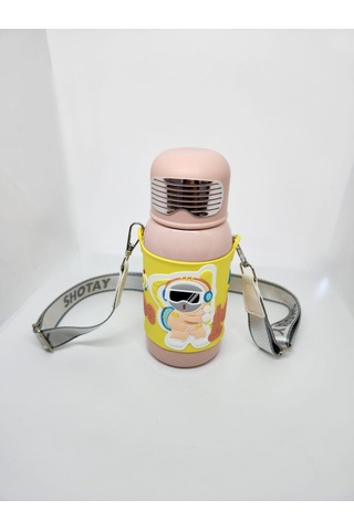 Shotay St-8812 Space 600ml Çift Başlık Kapak Termos Matara Pembe