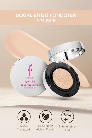 Flormar K-Spirit Cover Up Yüksek Kapatıcı & Uzun Süre Kalıcı Doğal Bitişli Fondöten 001 Fair