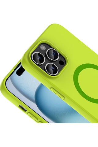 iPhone Uyumlu 14 Pro Max Kılıf M-safe Şarj Özellikli Klfs Aris Silikon Kapak - Yeşil