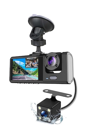 3 Kameralı 1080p Hd Araç İçi Kayıt Cihazı Gece Görüş, Geri Görüş, Lcd Ekran, G-sensör, Lcd Ekran