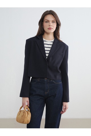Lcw Vision Lacivert Kadın Crop Blazer Ceket