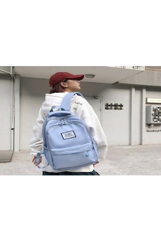 Geeksen Mavi Büyük Kapasiteli Japon Stili Ins Harajuku Üniversite Okul Çanta Orman Temalı Öğrenci Sırt Çantası MAvi