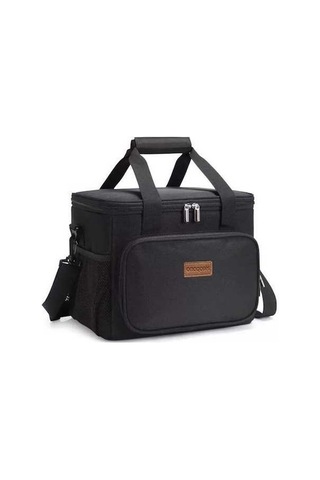 Fortunelane 15l Isı Yalıtımlı Çanta, Leakproof Su Geçirmez 600d Oxford Bezi, Ofis & Piknik İçin Taşınabilir Besin Çantası - Siya Siyah