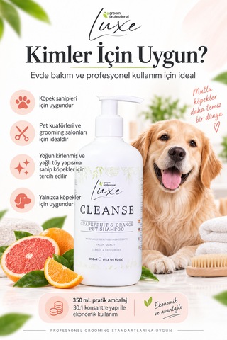 Groom Professional Luxe Greyfurt Ve Portakal Kokulu Temizleyici Köpek Şampuanı 350 Ml 1:30 Konsantre