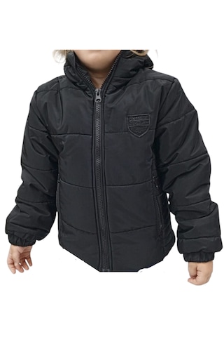 Erkek Çocuk Spedy Armalı Kapüşonu Sabit Fermuar Cepli İçi Peluş Astarlı Siyah Mont Siyah