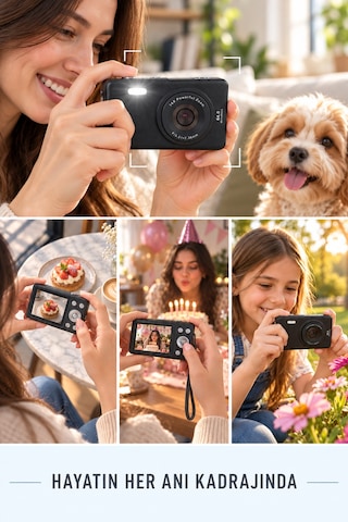 Mimtec Blm-105mini Dijital Fotoğraf Makinası - 2.8" Hd Ekran 12 Farklı Dil Seçenekli Dijital Video Kamera Siyah