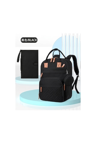 Dianziye Yenilikçi Anne Çantası: Büyük Kapasiteli, Katlanabilir, Isı Koruyucu, Çok Bölmeli Sırt Çantası - Siyah Çok Renkli