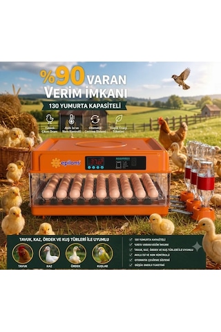 Tam Otomatik Kuluçka Makinesi 130 Yumurta Kapasiteli Akıllı Isı Ve Nem Kontrolü Otomatik Yumurta Çevirme Oto