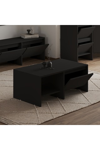 Laris Kapaklı Orta Sehpa 90 Cm Modern Tasarım Siyah