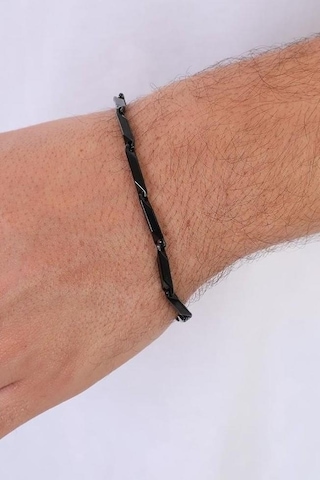 Bamboo Siyah Küp Model Erkek Çelik Bileklik Künye Eck05Bs