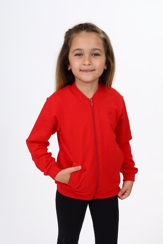 Toontoy Kız Çocuk Nakışlı Hırka Kırmızı