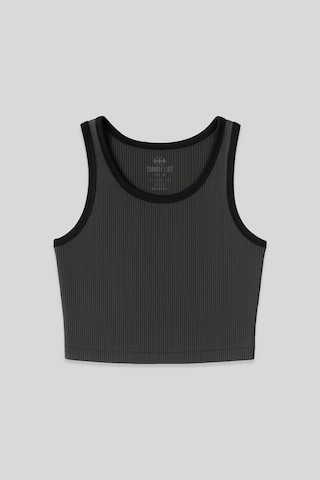 Tommy Life Antrasit Basic Sıfır Kol Dar Kalıp U Yaka Kadın Crop Top Atlet - 97160 Antrasit