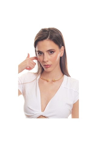 Labalaba Kadın Koçbaşı Uçlu Choker - Altın Altın