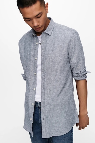 Only & Sons Erkek Onscaiden Slim Fit Keten Gömlek 22012321 Lacivert Lacivert