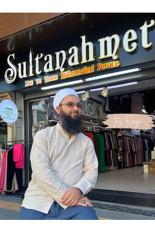 Tam Düğme Keten Erkek Gömlek