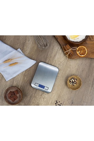 Zln2984 Inox Dijital Mutfak Tartısı 5 Kg Hassas Ölçüm Otomatik Kapanma Pil Dahil Gri - Inox