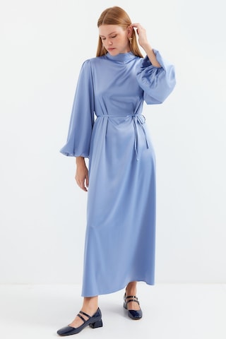 Bigdart 2510 Saten Tesettür Abiye Elbise - İndigo 001