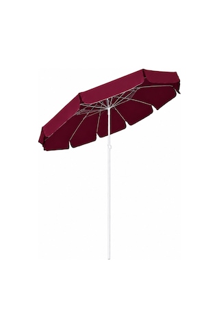 Bordo Plaj Şemsiyesi 200 Cm Çap /10 Telli, Polyester Kumaş Bordo