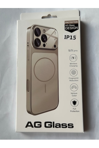 İphone 15 Ag Glass Magsafe Siyah Kaliteli Kılıf Yeni Trend Şok Emici & Tam Koruma, 5 Renk Gri