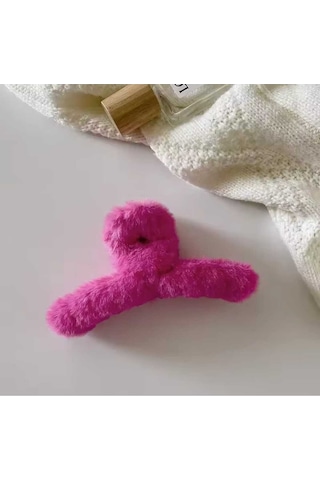 Peluş Yumuşak Tüylü Mandal Toka Fuşya