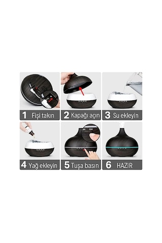 Northcity Hava Nemlendirici 7 Led Işıklı Aromatik Oda Kokusu 550 Ml Kahve Aroma Difüzörü Buhar Makinası