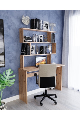 Kitaplıklı Çalışma Masası, Çalışma Masası, Çocuk Çalışma Masası, Bilgisayar Masası, Ofis Masası ,beyaz Masa-34 Atlantik Çam