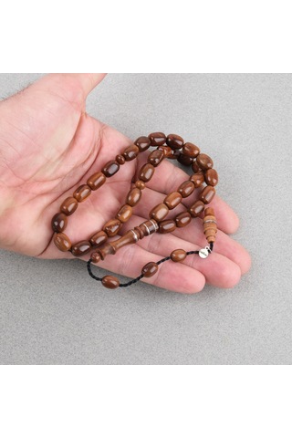 Kuka Gerçek Doğal Lapisdo İmzalı Kapsül Kesim 8x11mm Tesbih Kahverengi