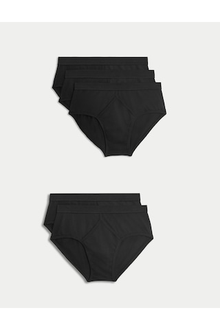 Marks & Spencer 5 Li Cotton Rich Cool & Fresh Regular Fit Erkek Brief Külot Seti T14006901v Siyah