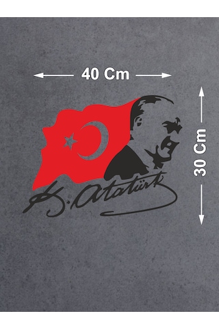 Atatürk Silet Ve Bayrak Ay Yıldız Sticker - Atatürk Türkiye Mustafa Kemal Atatürk Sticker - Araba Oto Motosiklet Karavan Cam Sticker - 02511 40x30 Cm