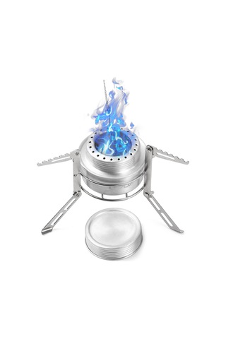 Xiyyadms Küçük Boy Geyikçilik Isıtıcı Seti - 100ml Alüminyum Alkol Yakıcı + Paslanmaz Çelik Katlanabilir Tutucu - Kamp Ve Yürüyüş İçin Taşınabilir Isıtma Kaynağı Gümüş