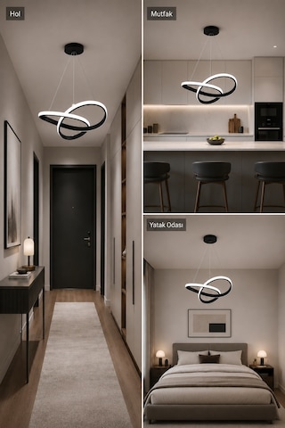 AvizeGO Bravo Led Sarkıt Avize Beyaz Işık Siyah