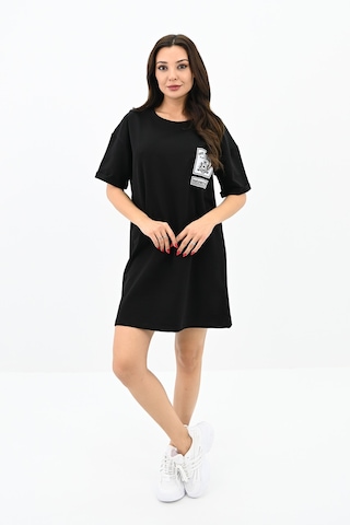 Kadın Baskılı Oversize T-shirt Elbise 5218-24 Renkli