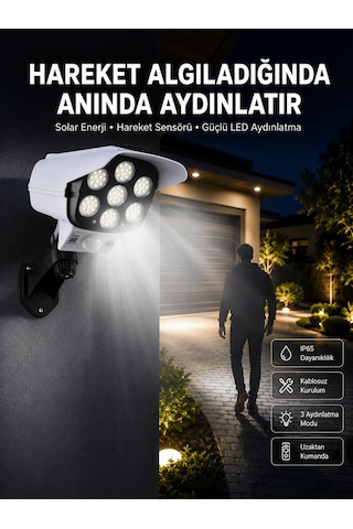 Solar Bahçe Lambası Uzaktan Kumandalı Kamera Görünümlü Hareket Sensörlü - 900 65488139