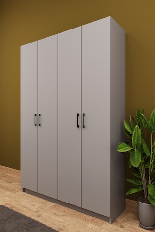 Asra Trend Vestiyer & Portmanto V-08 %100 MDF 4 Kapaklı Geniş Ayakkabılık Kül Gri