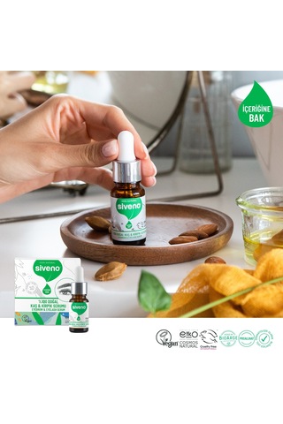 Siveno %100 Doğal Kaş ve Kirpik Serumu Bitkisel Yoğunlaştırıcı Canlandırıcı Yoğun Bakım Yağı Vegan 10 ML