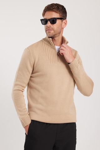 Erkek 3'lü Paket Taş-açık Gri-lacivert Slim Fit Dar Kesim Fermuarlı Dik Yaka Triko Kazak-41816 Çok Renkli