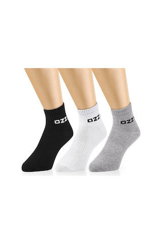 3 Çift Kısa Konçlu Tenis Spor Çorabı Asorti Paket Siyah - Beyaz - Gri