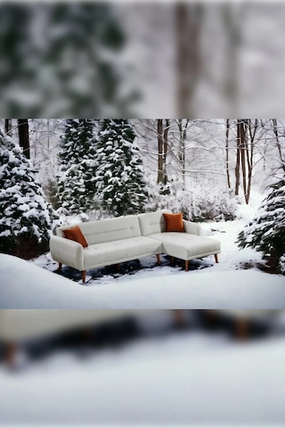 Galia Yataklı Köşe Koltuk Takımı - Bej