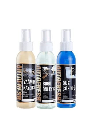 Kışlık 3'lü Oto Bakım Sprey Set Buğu Önleyici Buz Cözücü Yağmur Kaydırıcı 3x125ml
