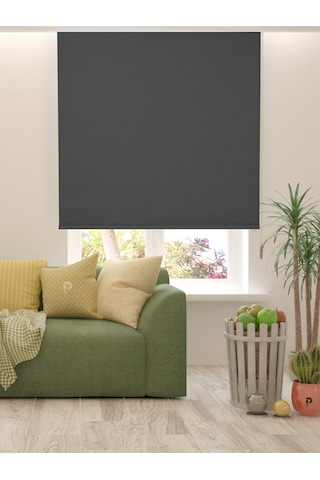 Br Perle Home Antrasit Rengi Düz Mekanize Stor Perde Yüksek Kalite Metropol Serisi Antrasit