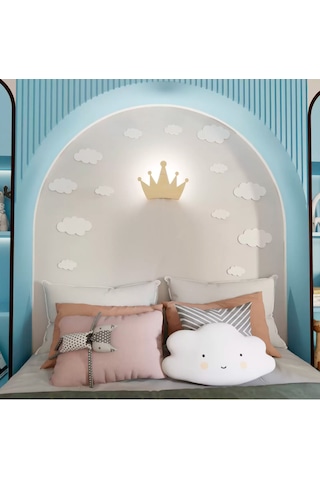 Simaavize Çocuk Şarjlı Aplik/gece Lambası - Gün Işığı Taç Ahşap