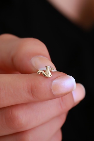 14 Ayar Altın Sincap Tragus Piercing Sarı