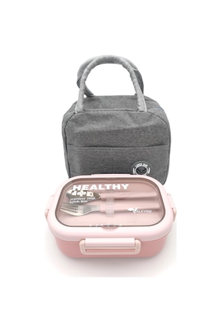 Valkyrie Isı Yalıtımlı Termal Çantalı Çelik Lunch Box Bpa Sız, Sızdırmaz, Çok Bölmeli Yemek Kabı Pembe Pembe