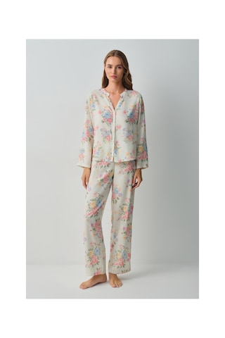 Suwen Fleur Gömlek Yaka Pijama Takımı Wsh10510027846 Çok Renkli