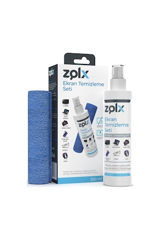 Zolx Ekran Temizleme Seti 250ml + Temizleme Bezi Lcd, Led, Ekran, Laptop, Tablet, Bilgisayar, Televizyon, Cep Telefonu, Gözlük, Kamera, Koruyucu Ve Parlatıcı Doğal Temizleme