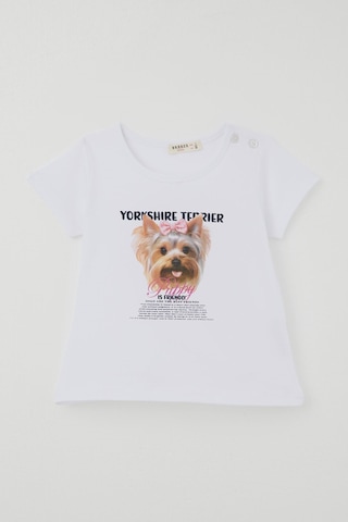 Breeze Kız Çocuk Kapri Taytlı Takım Sevimli Köpekçik Baskılı Fiyonklu 1.5-5 Yaş , Beyaz