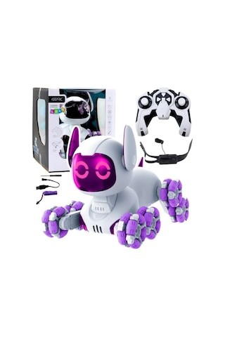 Uzaktan Kumandalı Bilek Kontrollü 8 Tekerli Akrobat Tooby Oyuncak Robot Köpek Araba 26 Cm. Tooby Mor