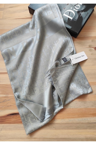 Miorel Scarfs Cd Desen Kaşmir İpek Şal Scarfs Cashmere Shawl Hijab Yeni Sezon Gri
